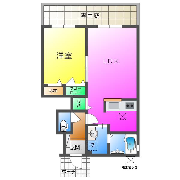シャーメゾン西明石II F棟 (1LDK/1階)の間取り写真