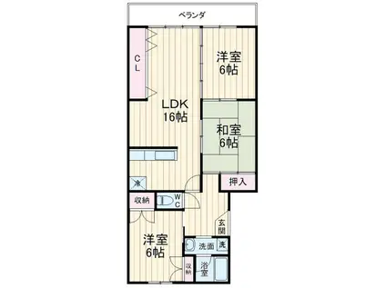 本山マンション(3LDK/2階)の間取り写真