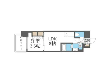 ソルレヴェンテ北堀江Q(1LDK/3階)の間取り写真