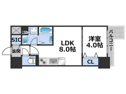 クロスレジデンス阿波座(1LDK/15階)の間取り写真