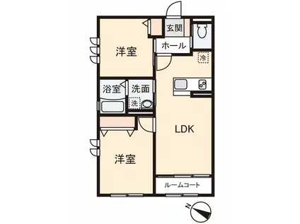 軽量鉄骨造 白百合(2LDK/2階)の間取り写真