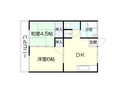 楠ヶ台荘(2DK/2階)の間取り写真