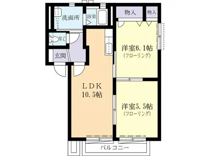 メゾン神田 C(2LDK/1階)の間取り写真