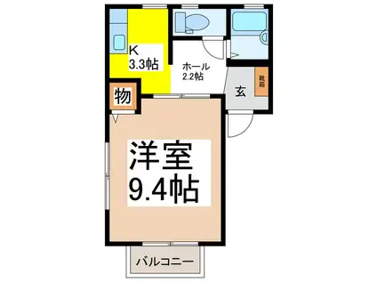 ディアスウチカワ2(1K/1階)の間取り写真