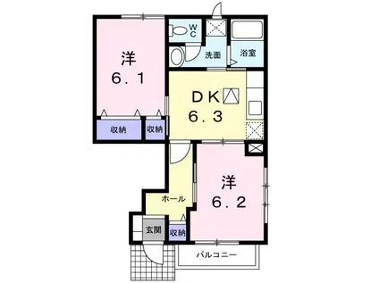 ラーディクス・K(2DK/1階)の間取り写真