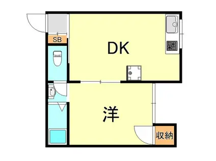 フジハイツ(1DK/2階)の間取り写真