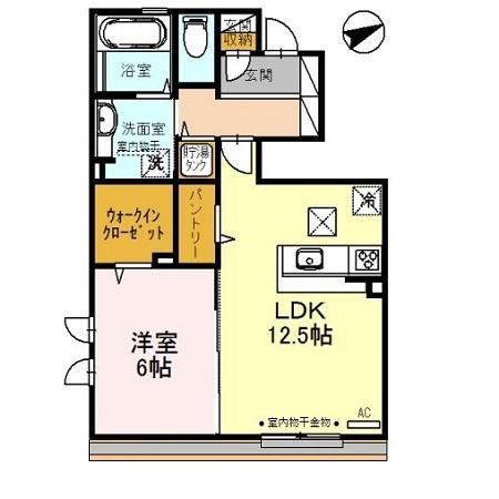 布水の里 C(1LDK/1階)の間取り写真