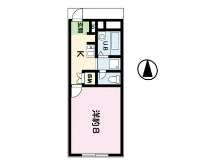 ボヌール飾西(1K/2階)の間取り写真