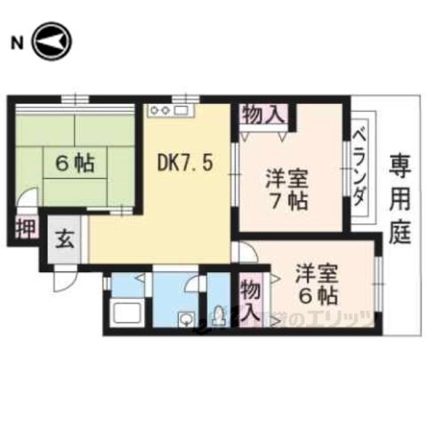 パルアベニュー醍醐(3DK/1階)の間取り写真