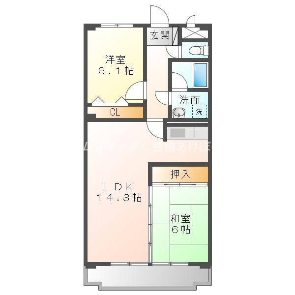 NH菰口(2LDK/3階)の間取り写真