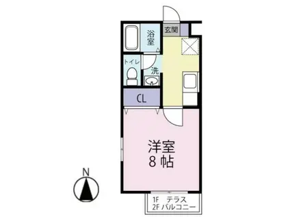 グランフォルム(1K/1階)の間取り写真