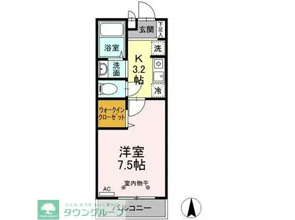 ストークコート II(1K/1階)の間取り写真