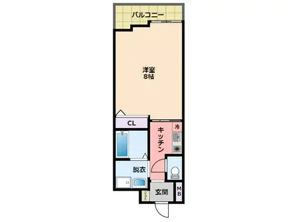 セレーノ西宮(1K/2階)の間取り写真