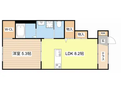 PATIO・DX(1LDK/1階)の間取り写真