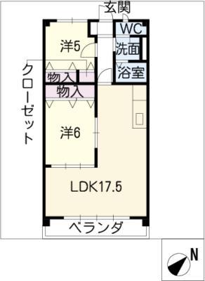 サンライトヒルズ(2LDK/1階)の間取り写真