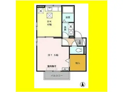 リビングタウン小鹿A(1DK/1階)の間取り写真