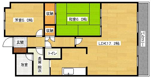 プロスペリティNAKAMURA(2LDK/7階)の間取り写真