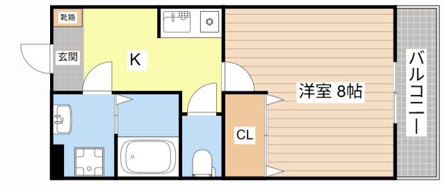 コスモハイツ愛知川B棟(1K/1階)の間取り写真