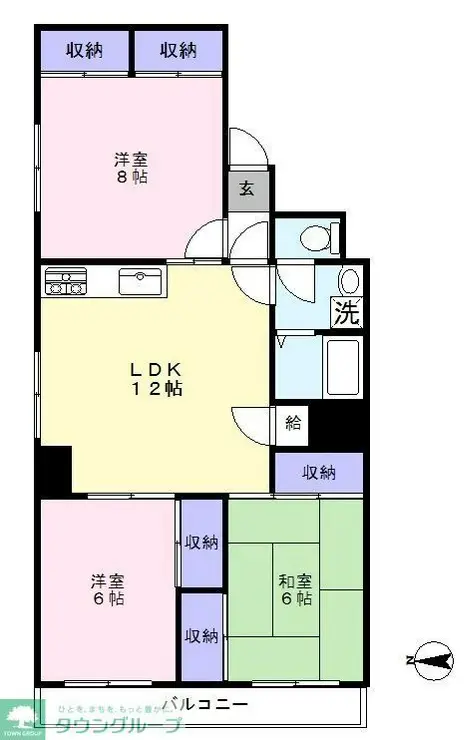 常盤平コーポ 3階階 間取り