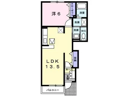 プリーマヴィラ II(1LDK/1階)の間取り写真