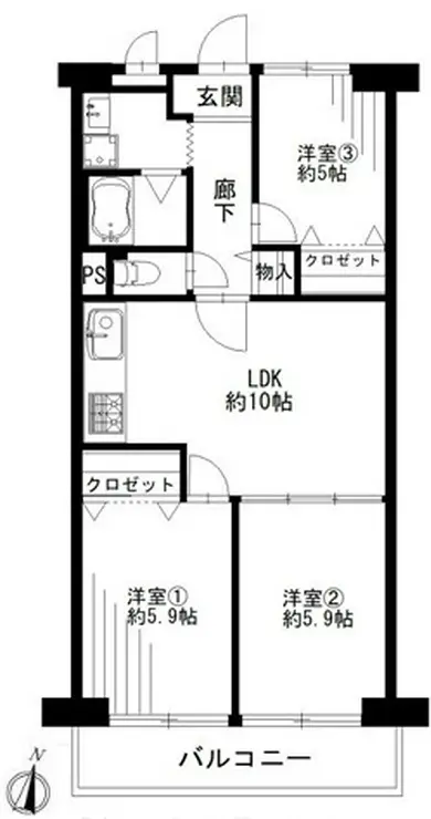 赤羽スカイハイツ 3階階 間取り