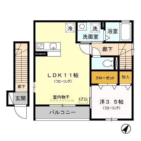 プラセール(1LDK/2階)の間取り写真