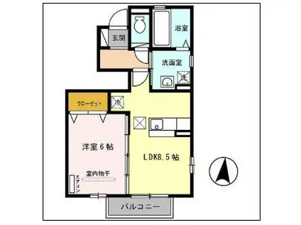 ヴィラパティオA(1LDK/1階)の間取り写真