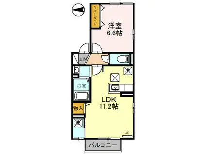 グラッド・S(1LDK/1階)の間取り写真