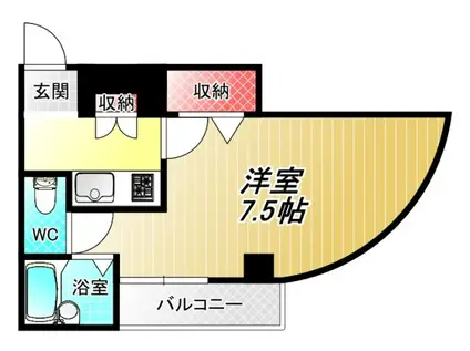 大宝小阪駅前ヴィラデステ(1K/4階)の間取り写真