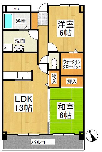 ステラ・コート弐番館(2LDK/1階)の間取り写真