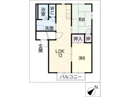 ジュネスシャトーA(2LDK/2階)の間取り写真
