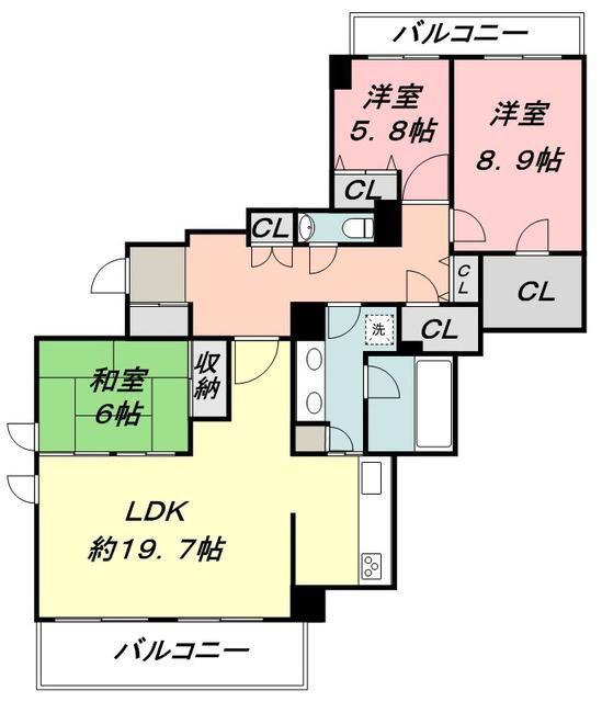 PATH宮前平(3LDK/4階)の間取り写真