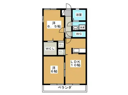 ブリリア B(2LDK/2階)の間取り写真
