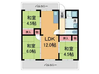ドリームハイツ清和台(3LDK/5階)の間取り写真