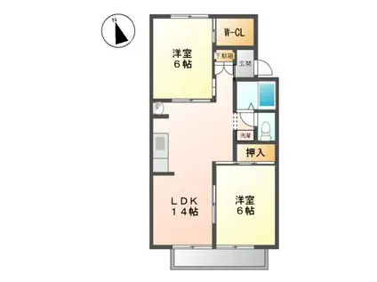 セジュール林(2LDK/1階)の間取り写真