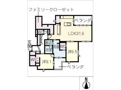 ハムステッド メゾン(2LDK/2階)の間取り写真