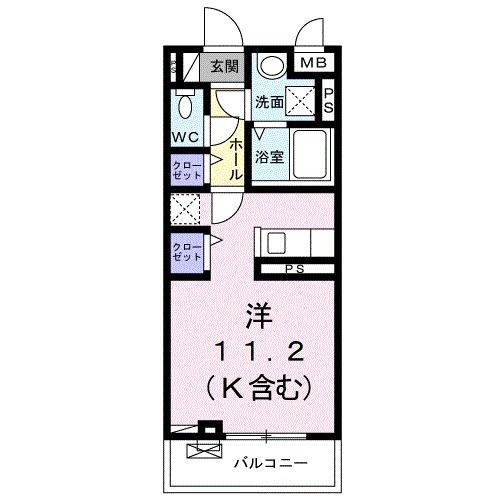 ヴィクトワール(ワンルーム/2階)の間取り写真