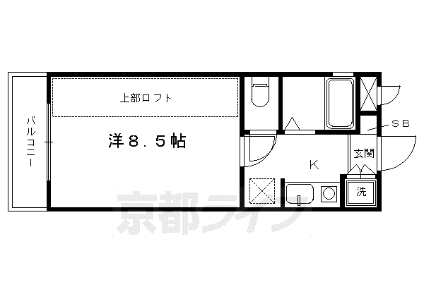 サンフェスタ東福寺 A棟 B棟(1K/3階)の間取り写真