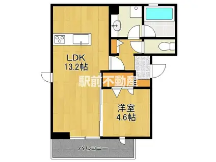 ル・シュマン(1LDK/3階)の間取り写真