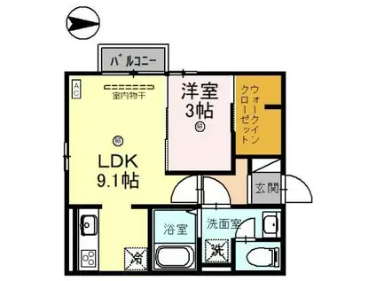 クレシア山総II(1LDK/2階)の間取り写真