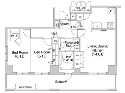 コンフォリア田町(2LDK/2階)の間取り写真