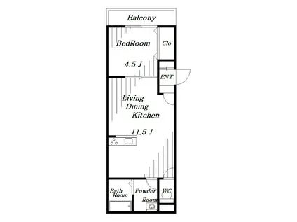 マスターグレイス(1LDK/1階)の間取り写真