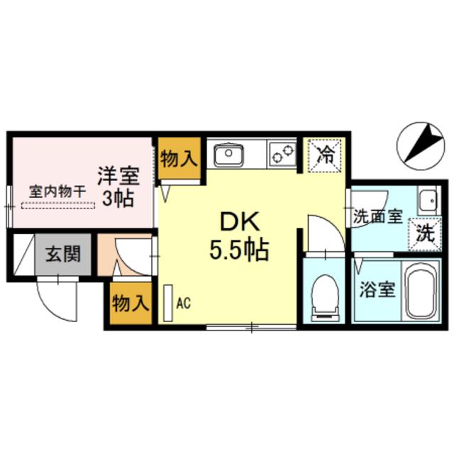 OHANA(1DK/1階)の間取り写真
