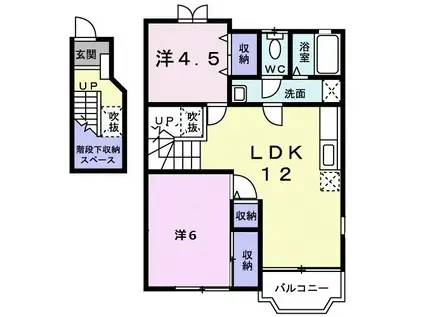 桜ハイム弐番館(2LDK/2階)の間取り写真