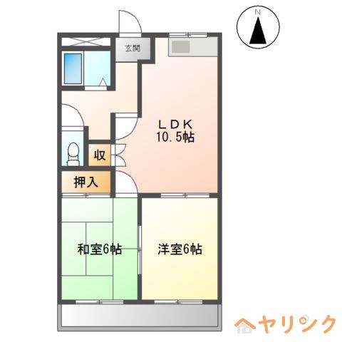 グリーンハイツ(2LDK/2階)の間取り写真