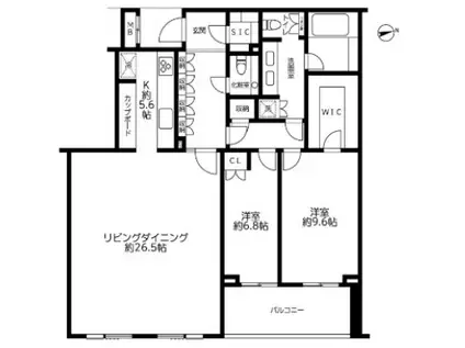 代々木パークハウス PRIME HILLS(2LDK/3階)の間取り写真