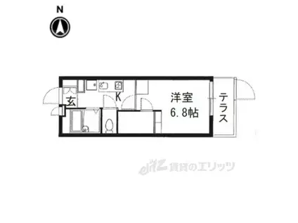レオパレスヴィルヌーブ大和王寺(1K/1階)の間取り写真