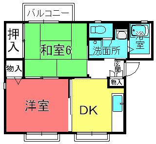 フローデン栗東A棟(2DK/1階)の間取り写真