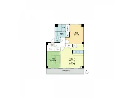 フォブール善導寺(2LDK/1階)の間取り写真