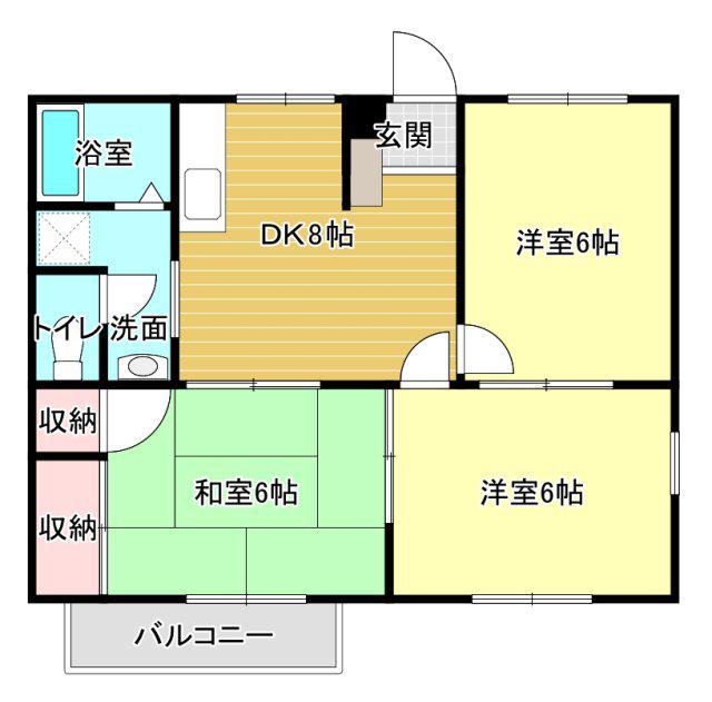 メゾンII(3DK/1階)の間取り写真